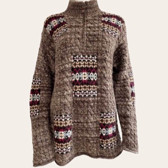 Vintage JONES JEANS Wool Blend Chunky Knit  Quarter Zip Sweater‎ Size 2XL - Picture 1 of 12